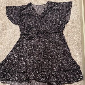 SHEIN Black and White Polka Dot Midi Dress